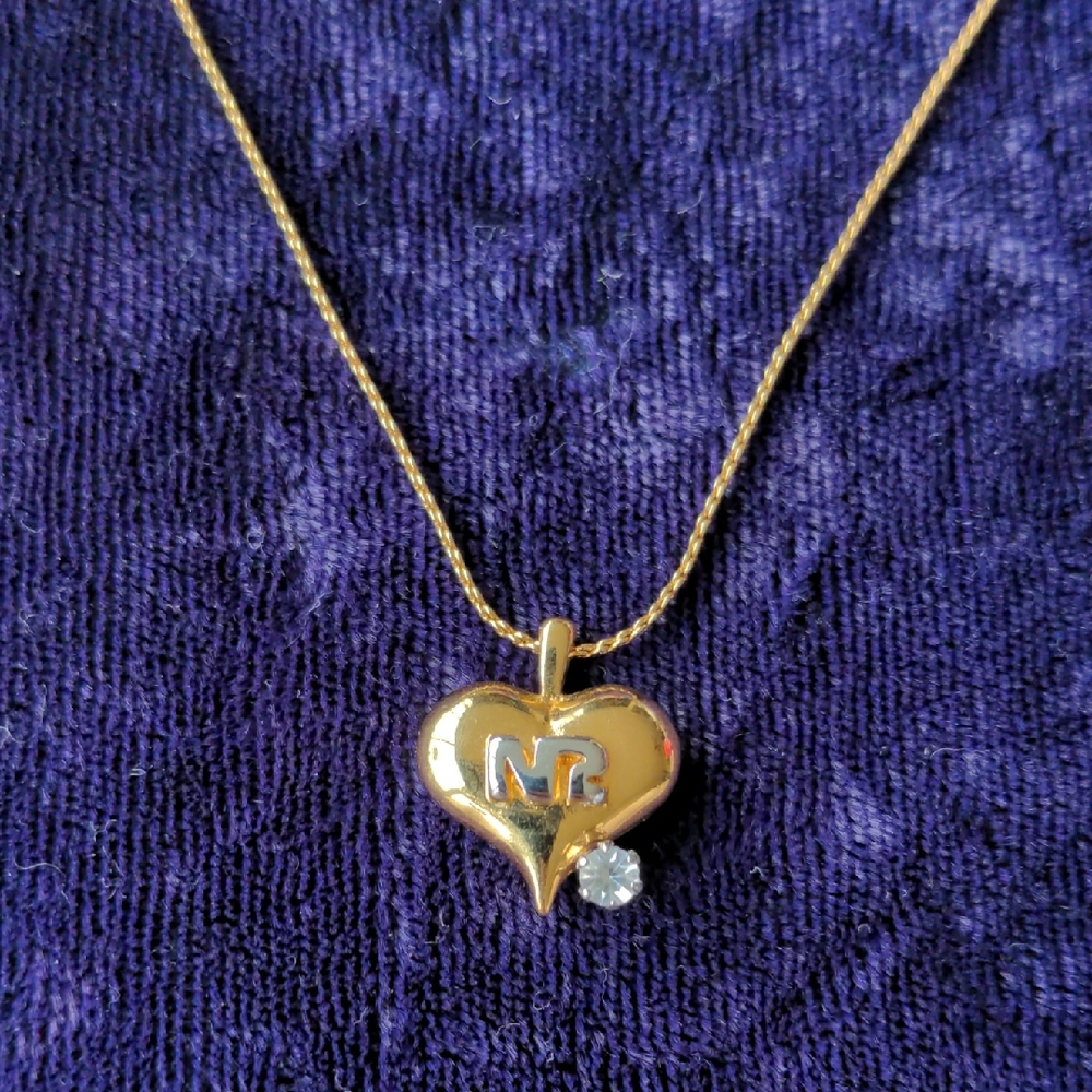New Luxury Nina Ricci 22K Triple Gold Plated Heart Necklace Swarovski Crystal